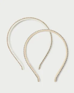 Loeffler Randall Anya Gold/Hay Skinny Headband Set