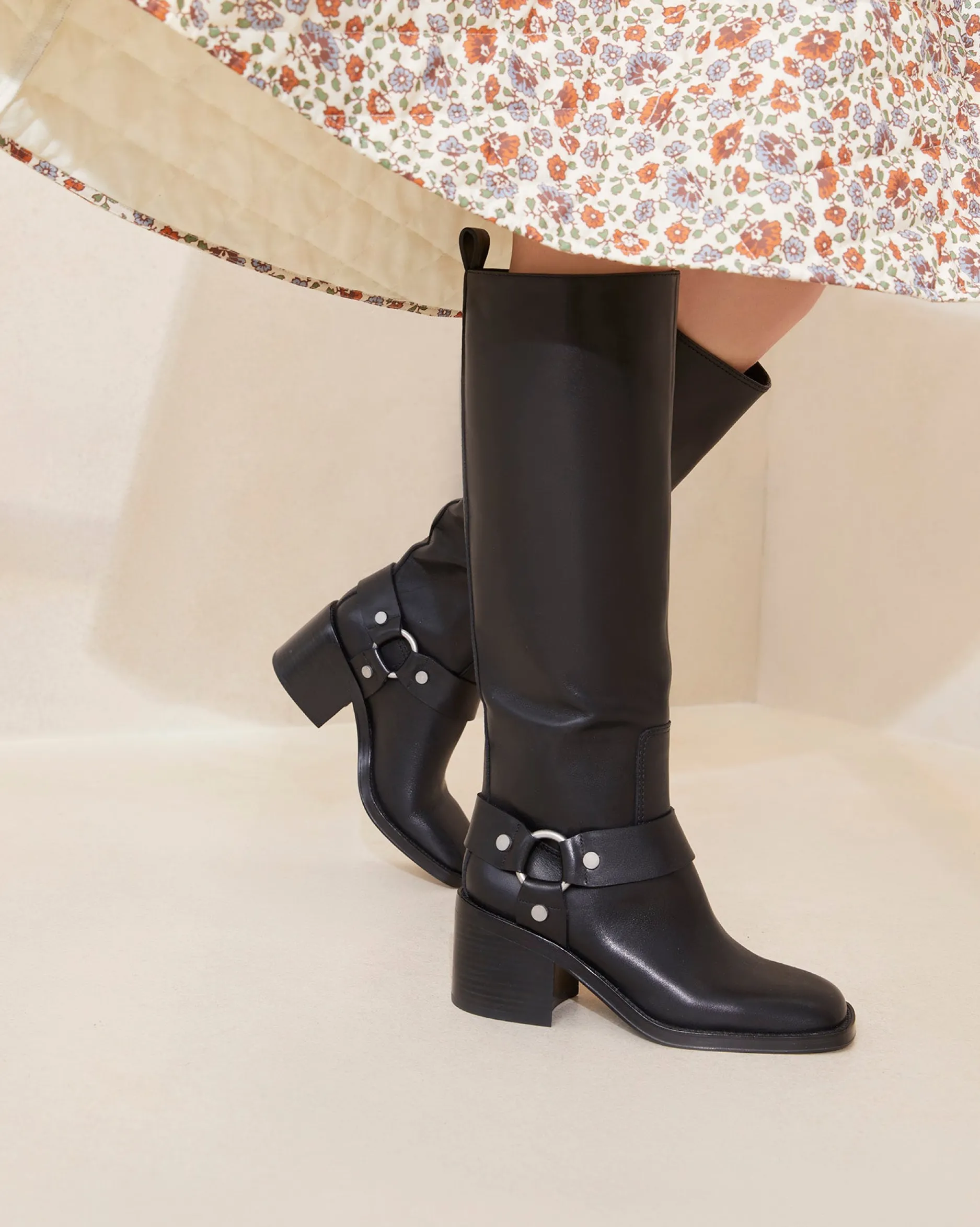 Loeffler Randall Audrey Black Tall Engineer Boot