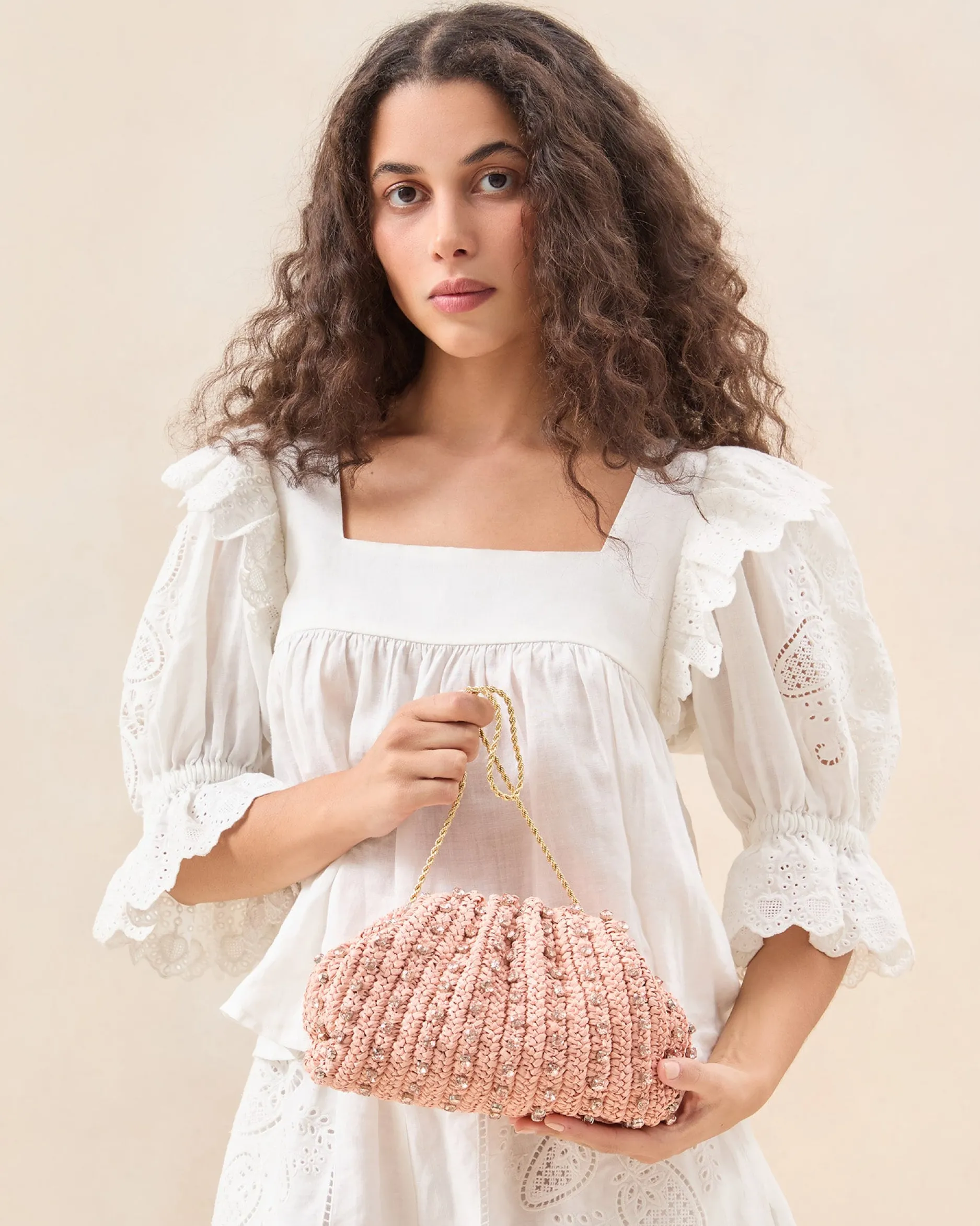 Loeffler Randall Bailey Blush/Crystal Dome Clutch