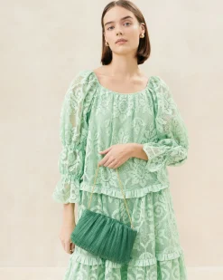 Loeffler Randall Brit Lamé Pleated Clutch