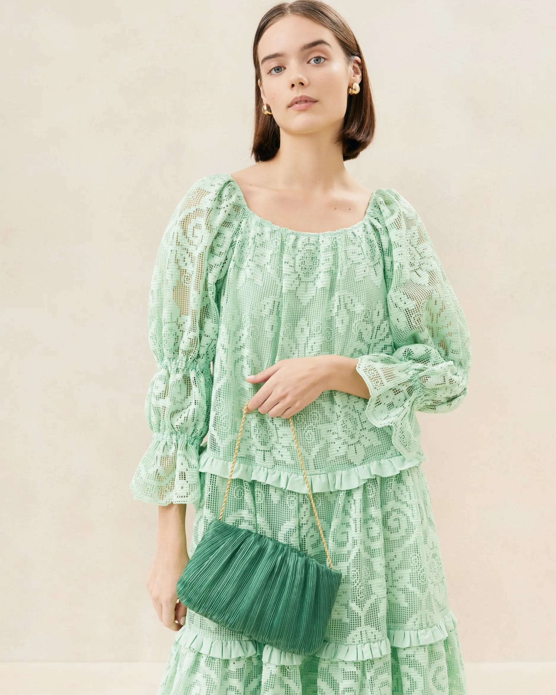 Loeffler Randall Brit Lamé Pleated Clutch