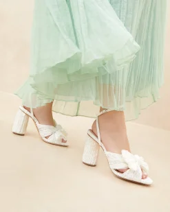 Loeffler Randall Camellia White Lace Bow Heel