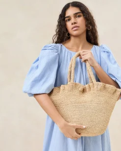 Loeffler Randall Cyrus Natural Ruffled Woven Tote