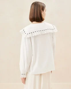 Loeffler Randall Daisy Broderie Collared Blouse