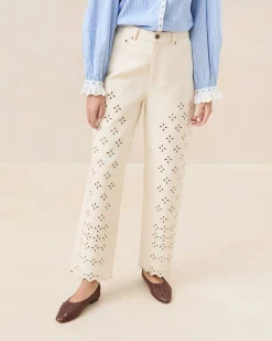 Loeffler Randall Demi Natural Embroidered Pant
