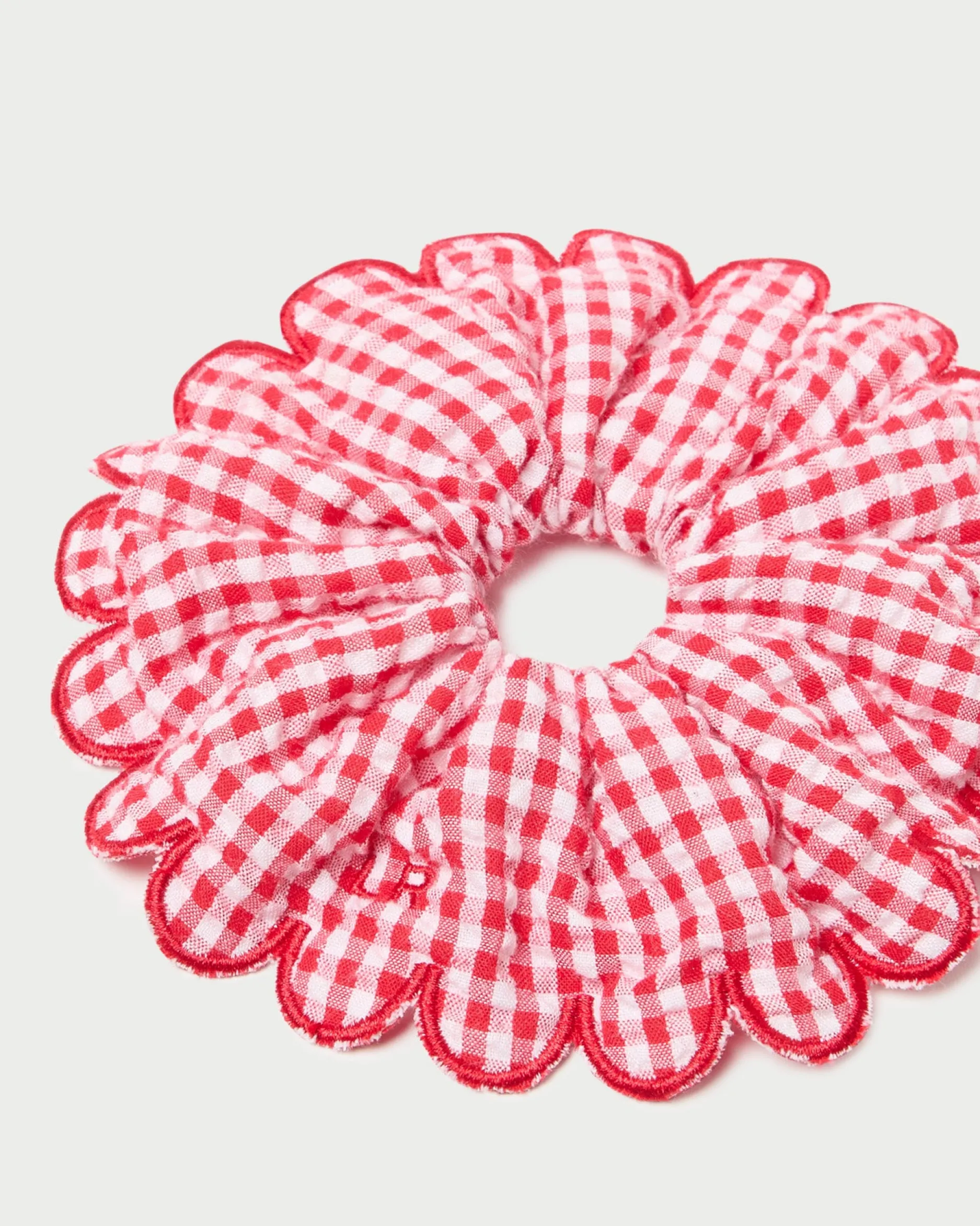 Loeffler Randall Frankie Red Floral Scallop Scrunchie