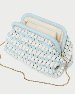 Loeffler Randall Glenda Blue/Cream Crochet Clutch