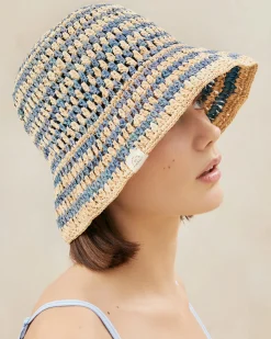 Loeffler Randall Jocelyn Blue/Natural Bucket Hat