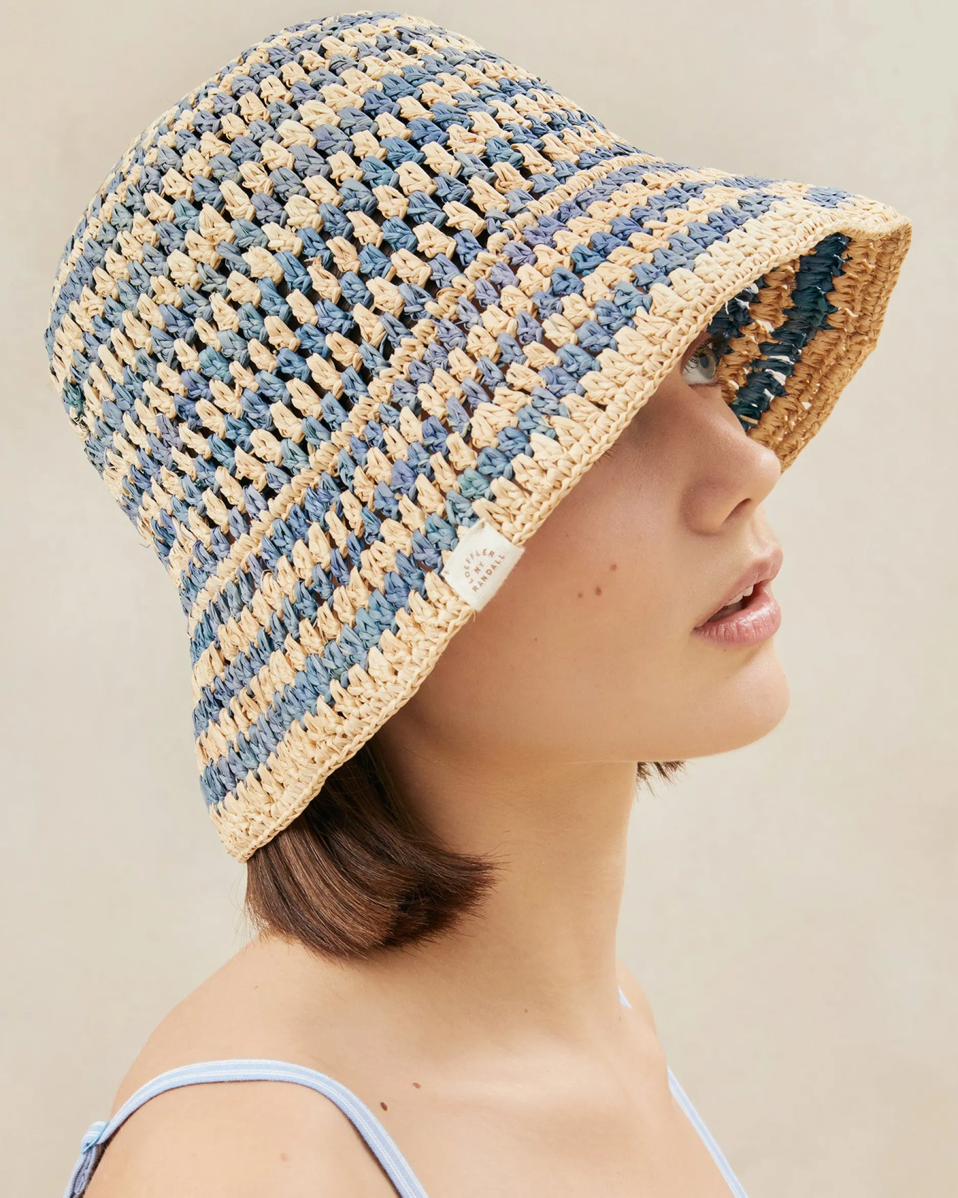 Loeffler Randall Jocelyn Blue/Natural Bucket Hat