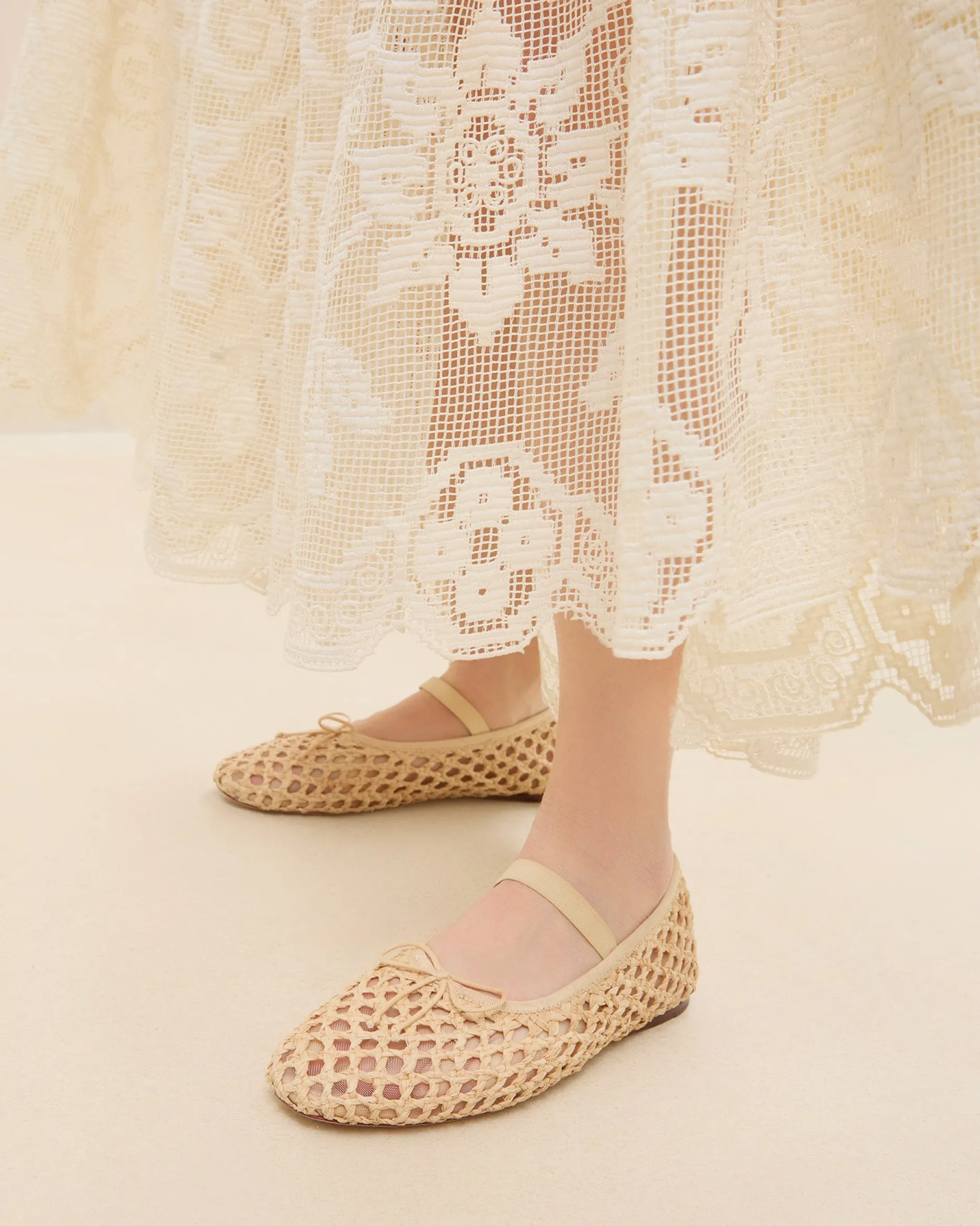 Loeffler Randall Leonie Natural Crochet Ballet Flat