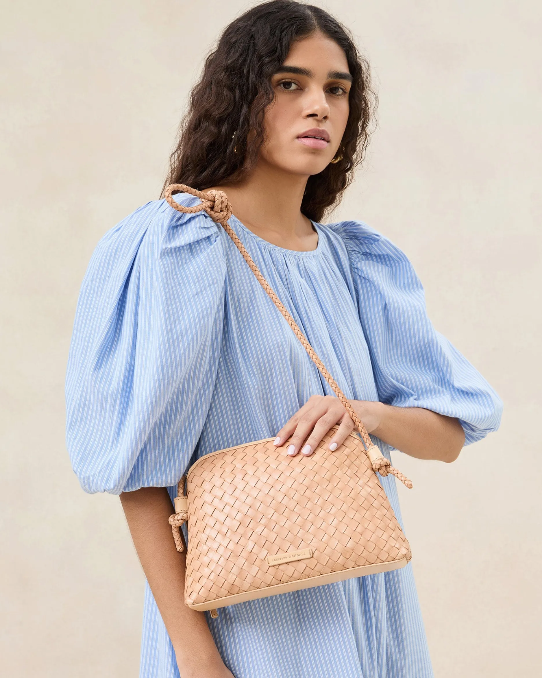 Loeffler Randall Mallory Brown Woven Crossbody