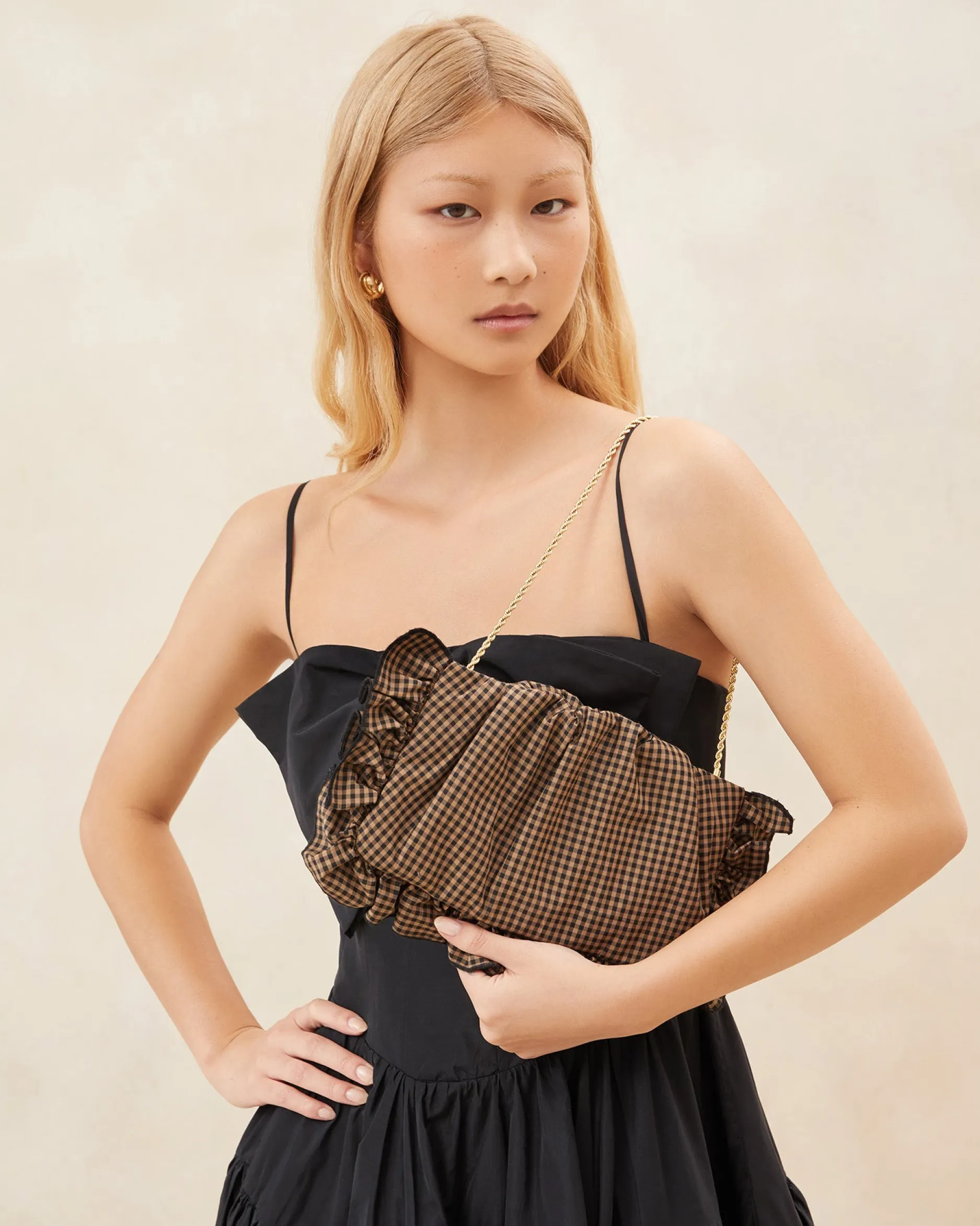 Loeffler Randall Mavis Moiré Ruffle Clutch