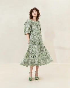 Loeffler Randall Mimi Blue Puff-Sleeve Dress