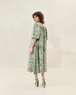 Loeffler Randall Mimi Blue Puff-Sleeve Dress