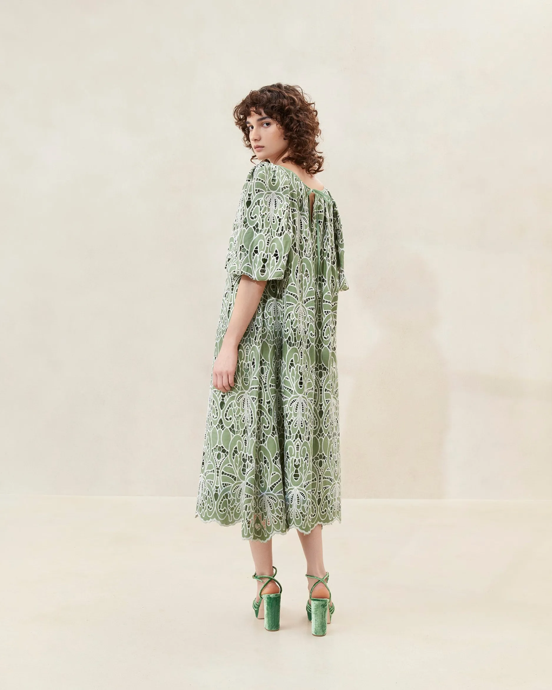 Loeffler Randall Mimi Blue Puff-Sleeve Dress