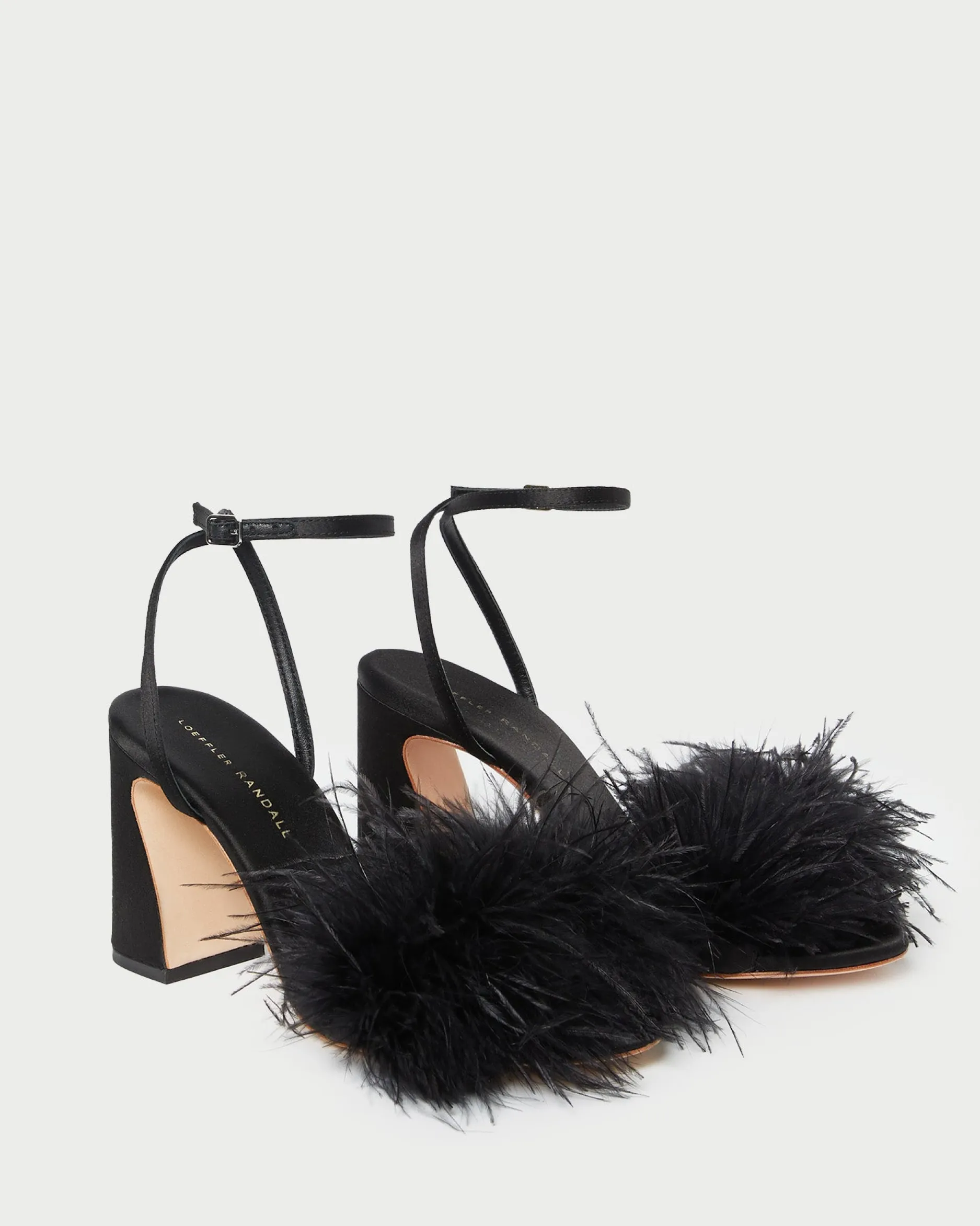 Loeffler Randall Minerva Black Satin/Feather Sandal