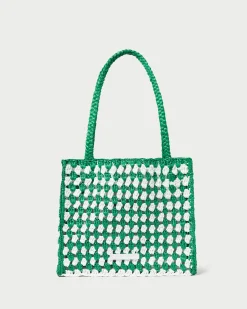 Loeffler Randall Missy Blue/Cream Crochet Tote