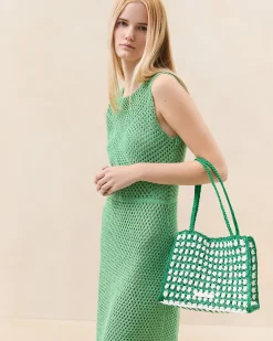 Loeffler Randall Missy Blue/Cream Crochet Tote