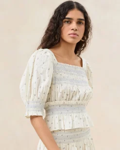 Loeffler Randall Nicola Red Floral Cinched Blouse