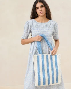 Loeffler Randall Orion Blue/White Raffia Tote