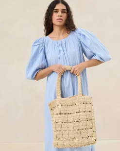 Loeffler Randall Orion Blue/White Raffia Tote