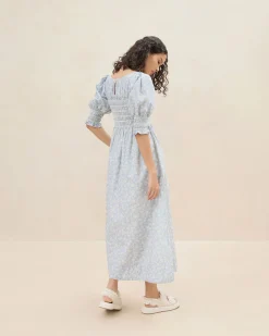 Loeffler Randall Quinn Blue Floral Cinched Dress