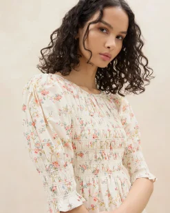 Loeffler Randall Quinn Blue Floral Cinched Dress