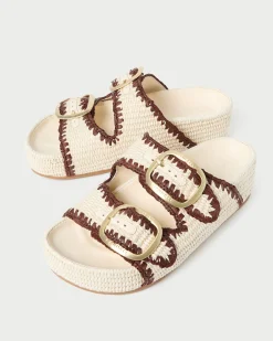 Loeffler Randall Theo Blue Raffia Footbed Sandal