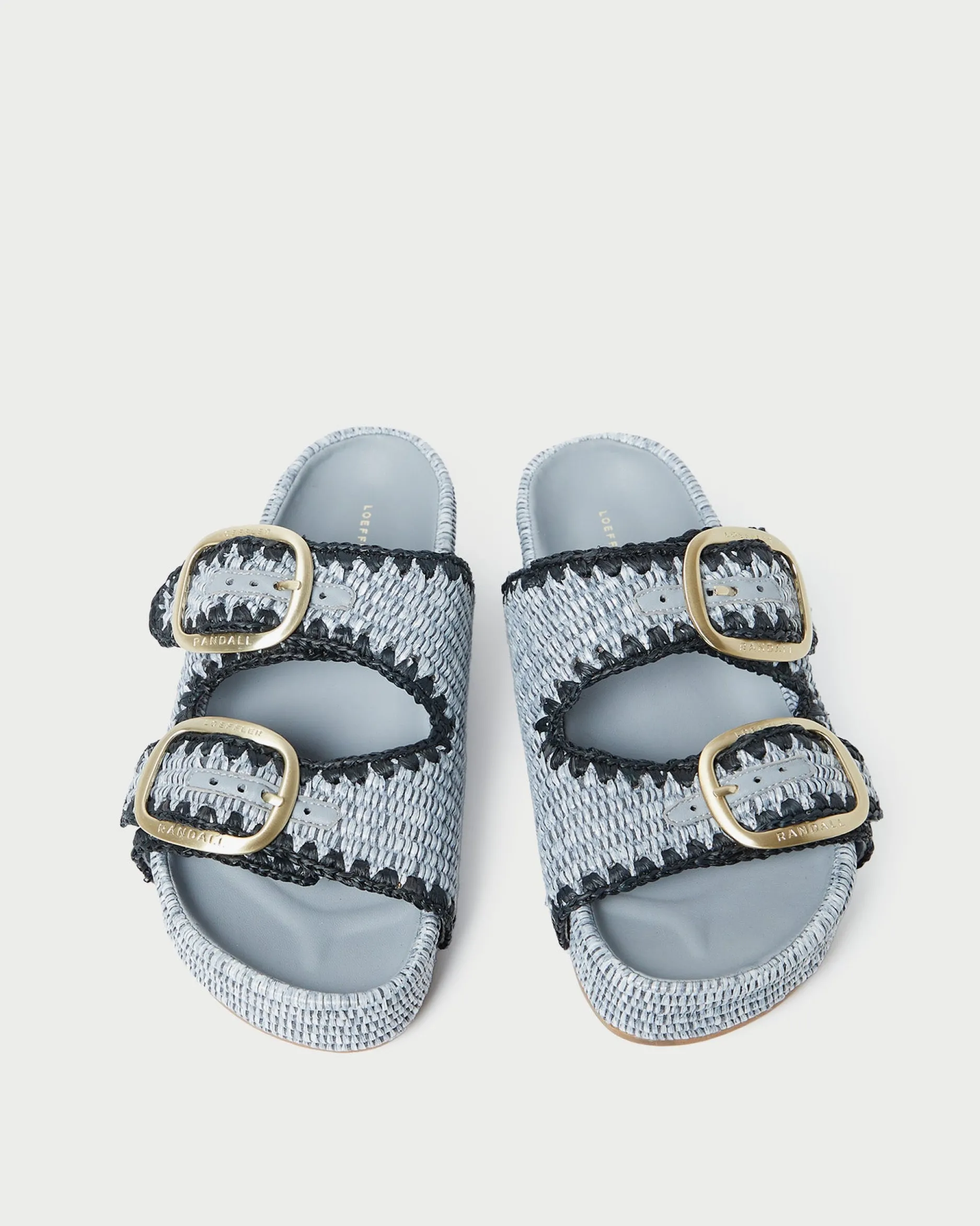 Loeffler Randall Theo Blue Raffia Footbed Sandal