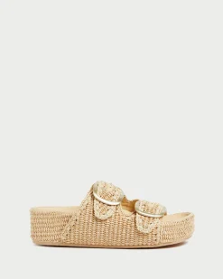 Loeffler Randall Theo Blue Raffia Footbed Sandal