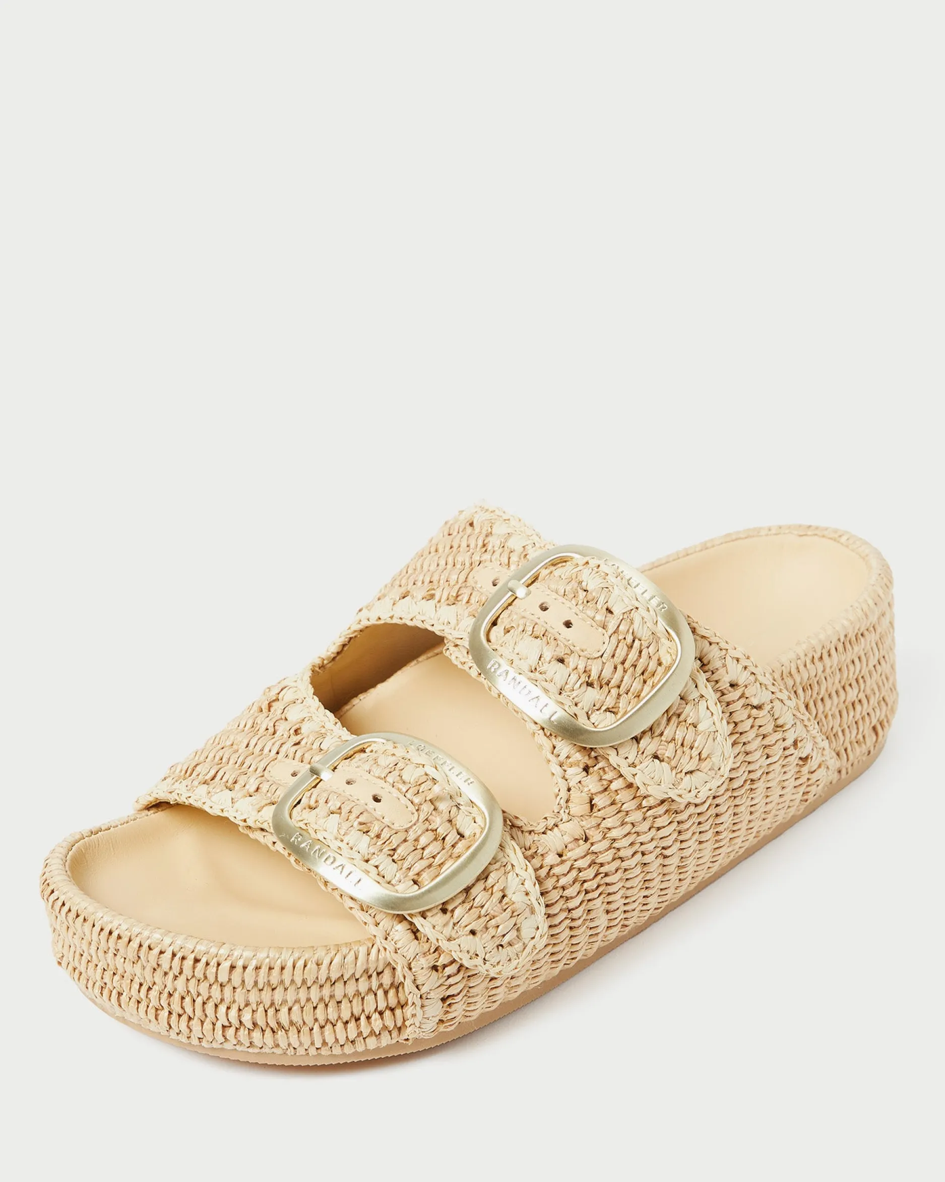Loeffler Randall Theo Blue Raffia Footbed Sandal