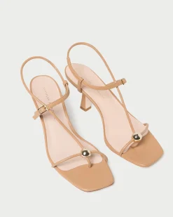 Loeffler Randall Triana Dune Leather Mid-Heel Sandal
