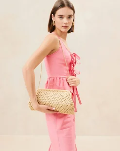 Loeffler Randall Trudie Blue Crochet Frame Clutch