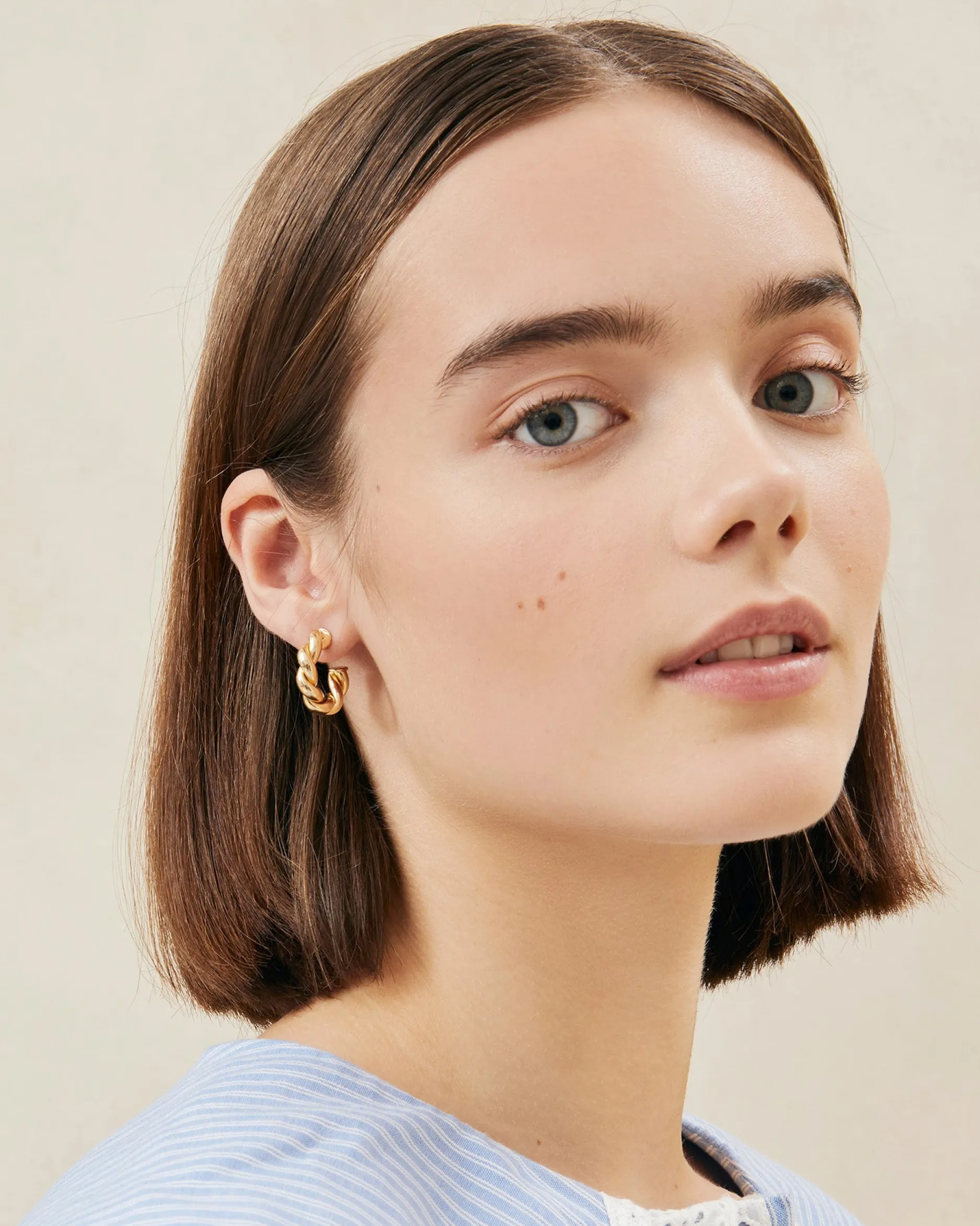 Loeffler Randall Atlas Gold Twisted Hoop Earrings