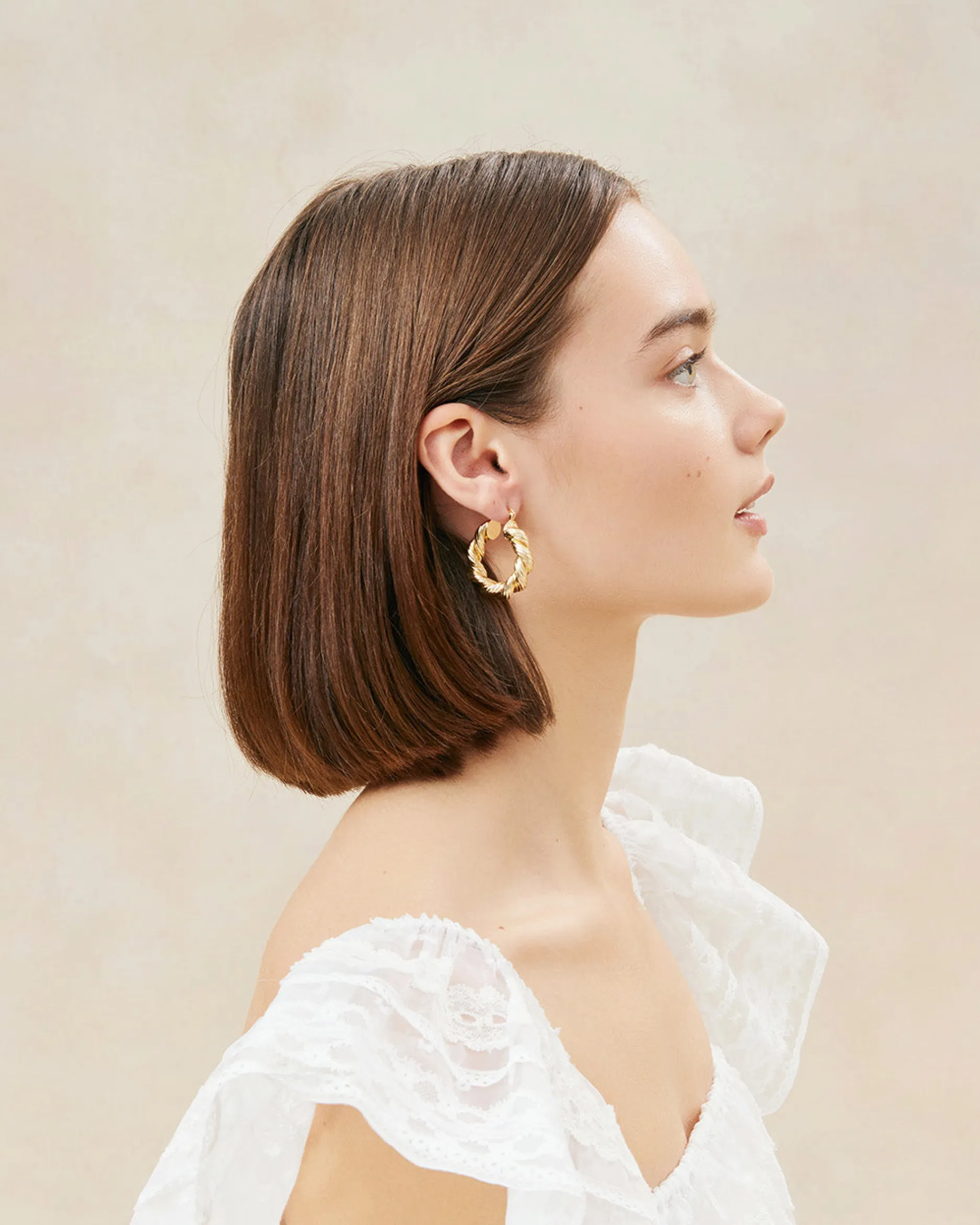 Loeffler Randall Atticus Gold Twisted Hoop Earrings