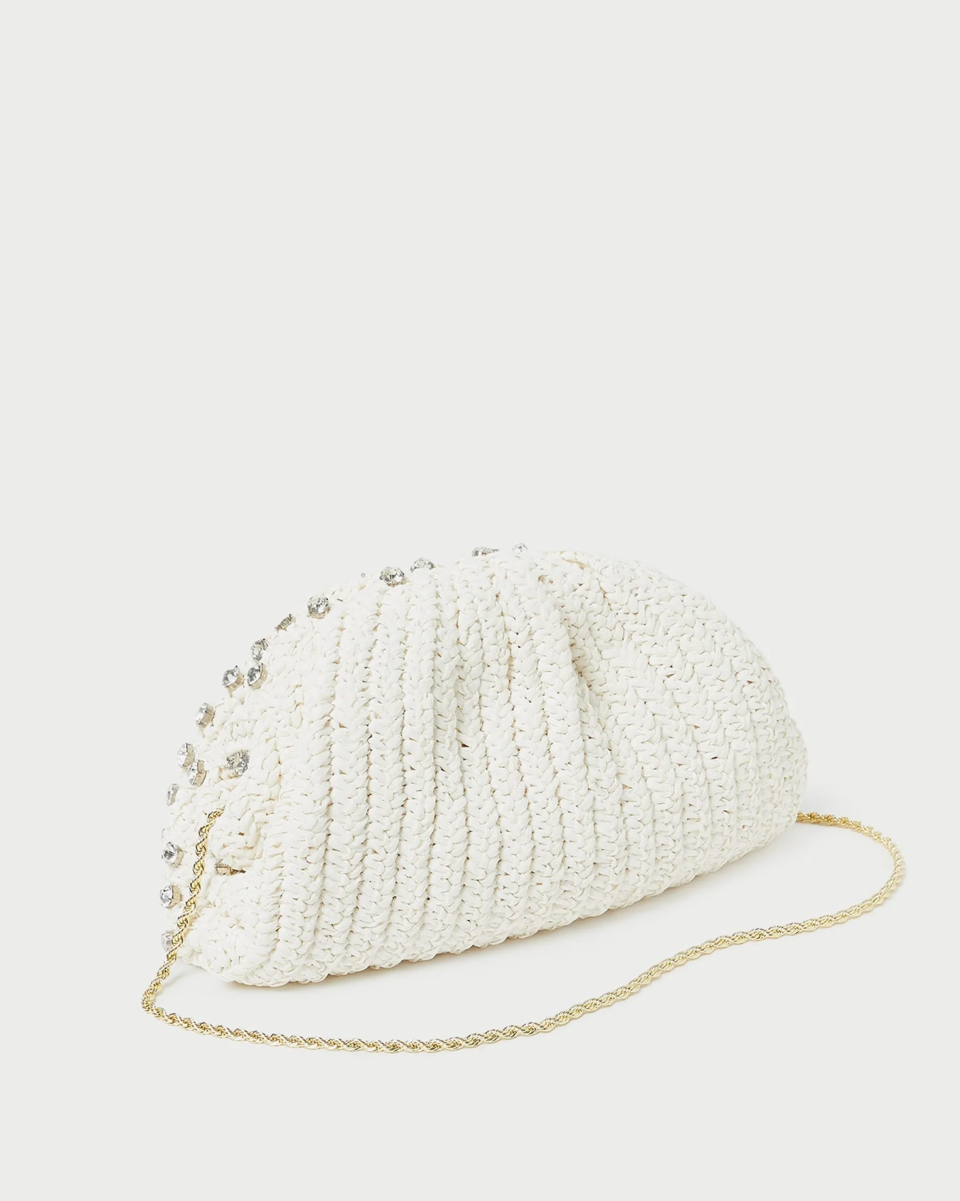 Loeffler Randall Bailey White Pleated Dome Clutch