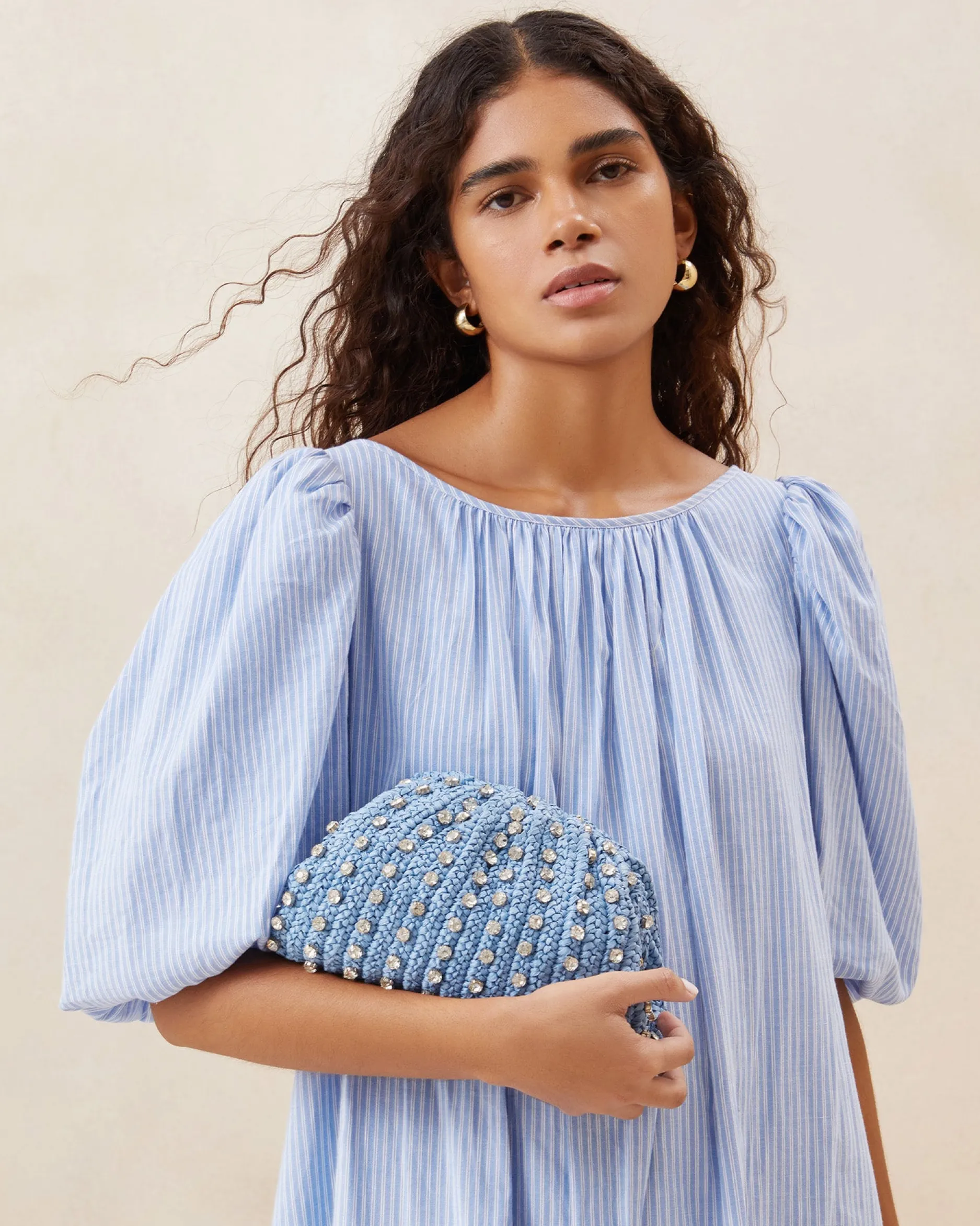 Loeffler Randall Bailey White/Crystal Dome Clutch