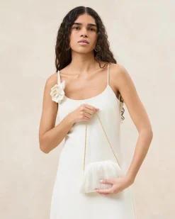 Loeffler Randall Bailey White/Crystal Dome Clutch