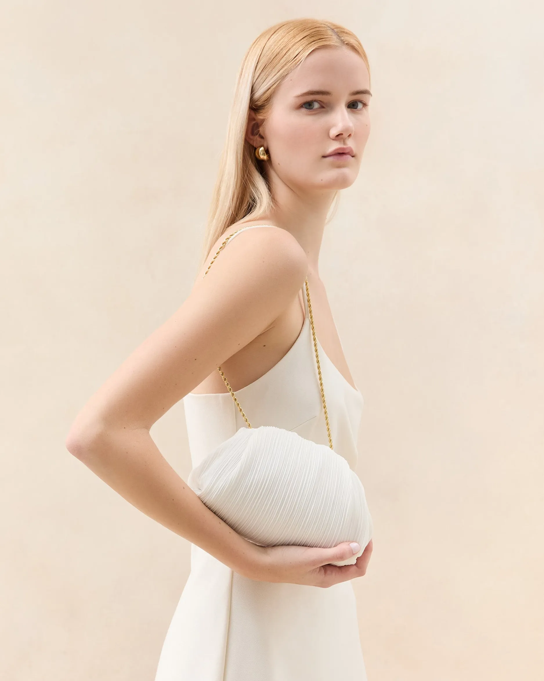 Loeffler Randall Bailey White/Crystal Dome Clutch