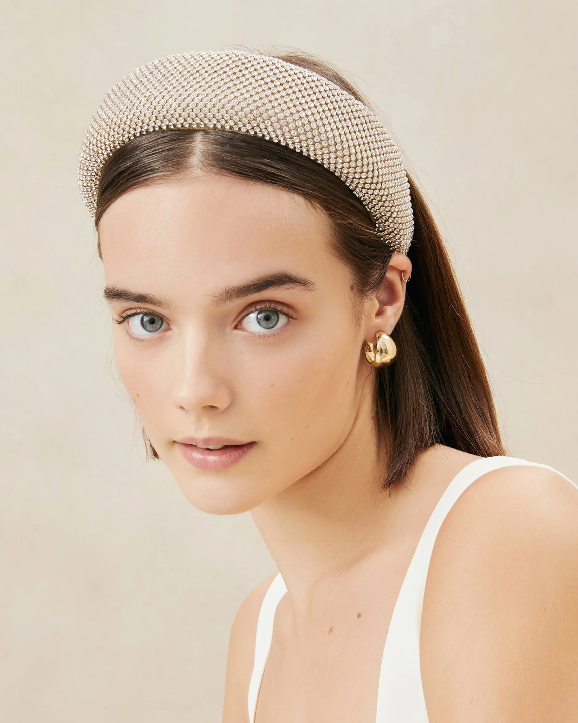 Loeffler Randall Bellamy Natural/Crystal Puffy Headband