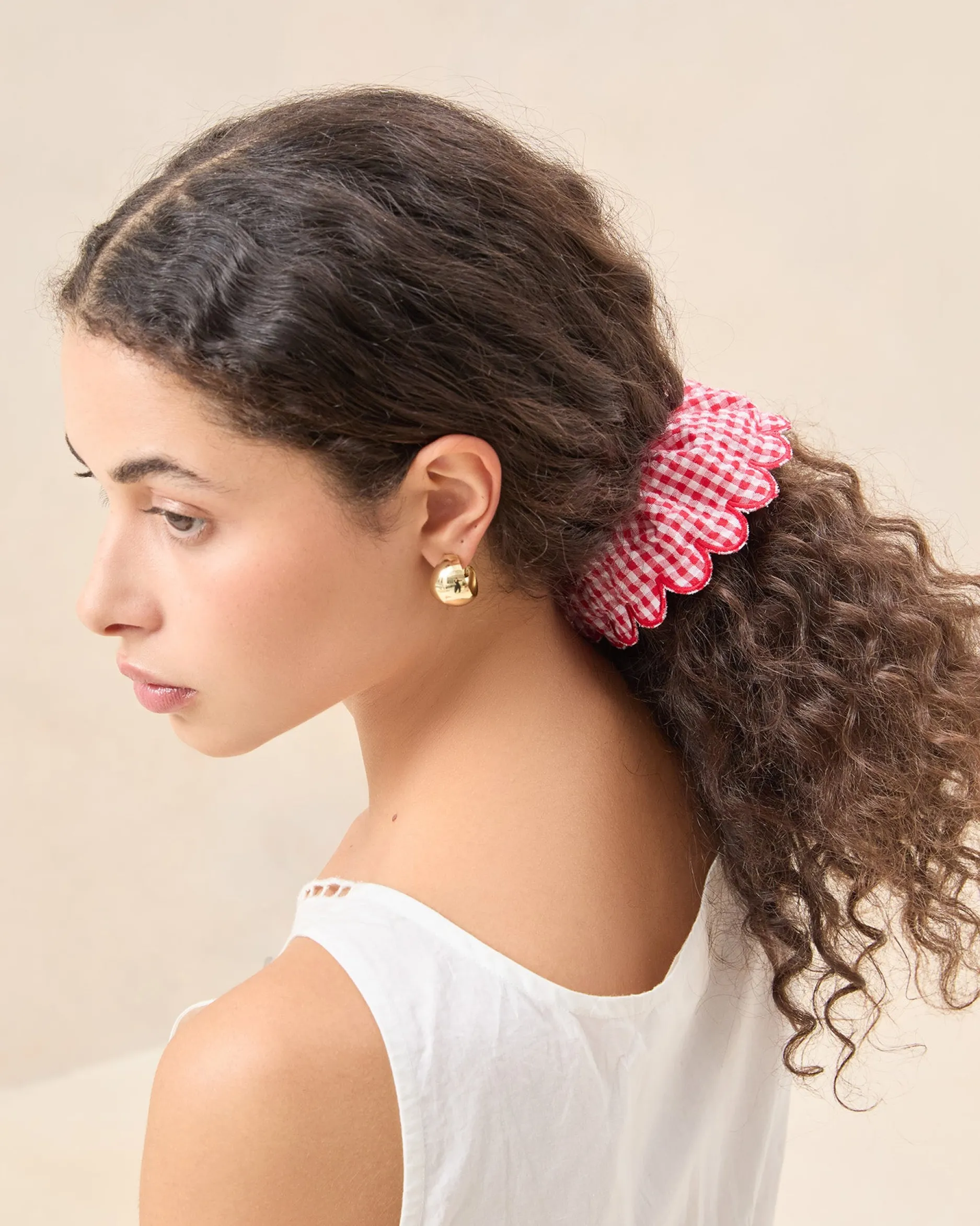 Loeffler Randall Frankie Pink Floral Scallop Scrunchie
