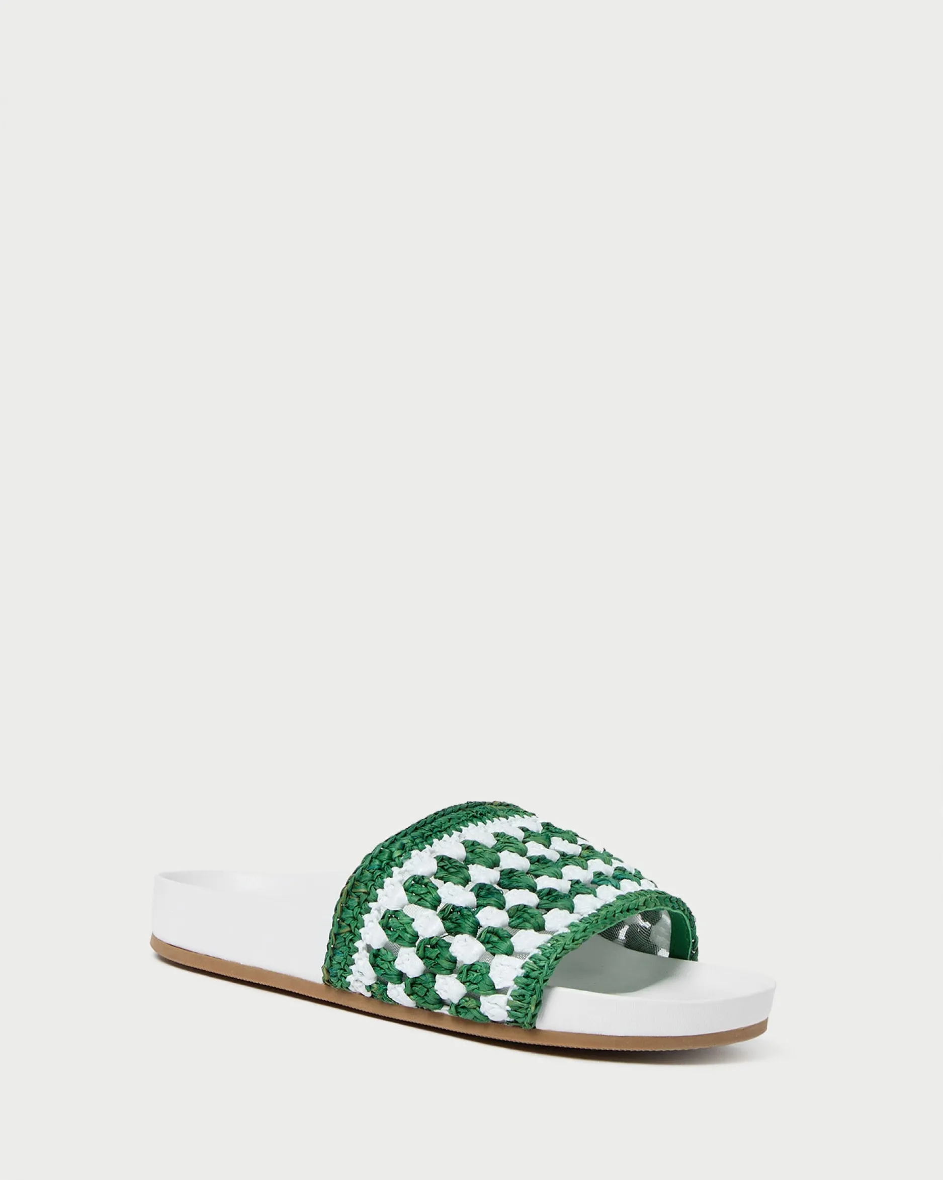 Loeffler Randall Henri Green/White Crochet Raffia Sandal