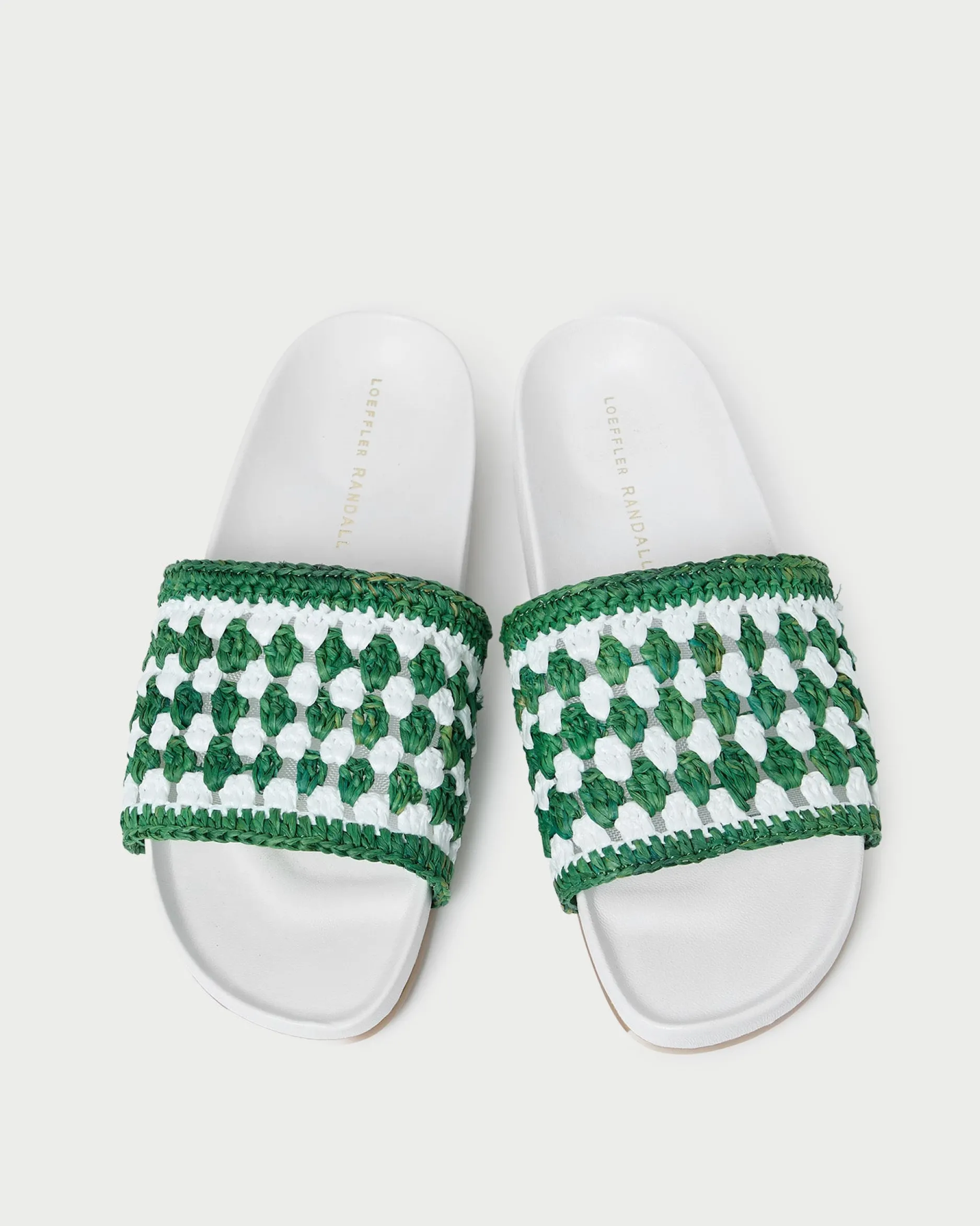 Loeffler Randall Henri Green/White Crochet Raffia Sandal