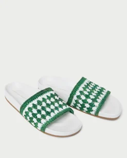 Loeffler Randall Henri Green/White Crochet Raffia Sandal