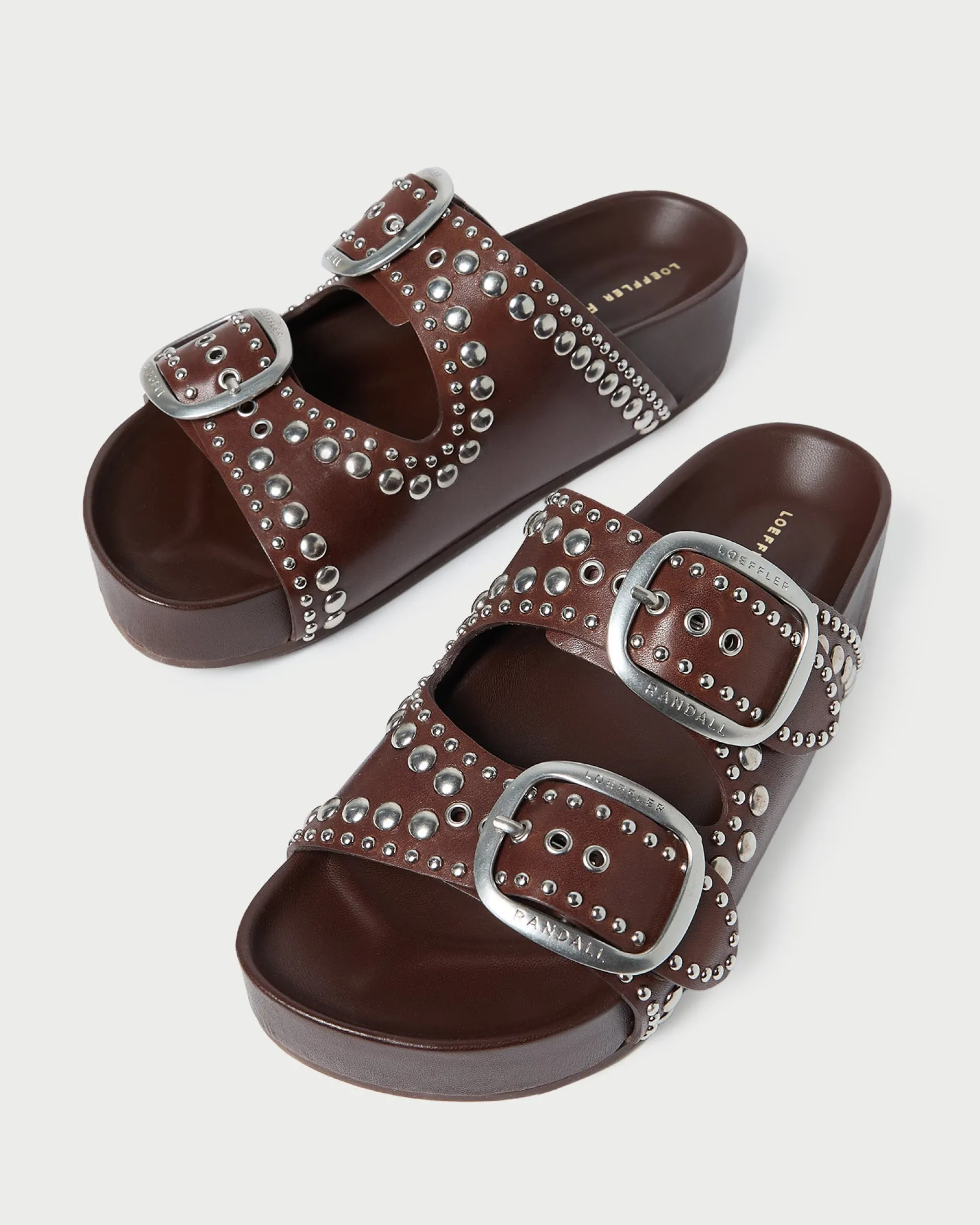Loeffler Randall Jack Espresso Leather Studded Sandal