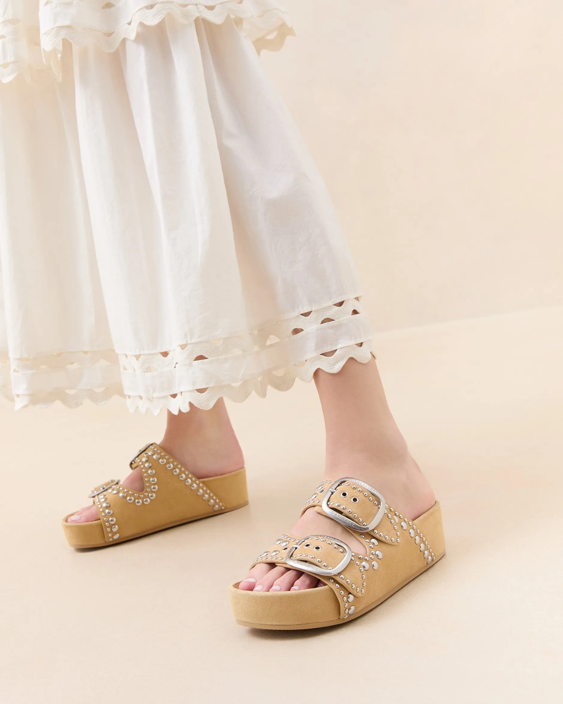 Loeffler Randall Jack Espresso Leather Studded Sandal