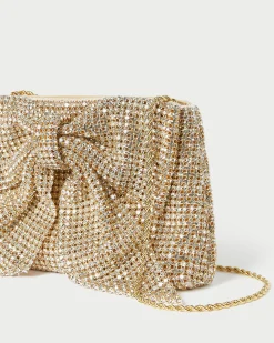 Loeffler Randall Jolene Gold Diamanté Bow Clutch