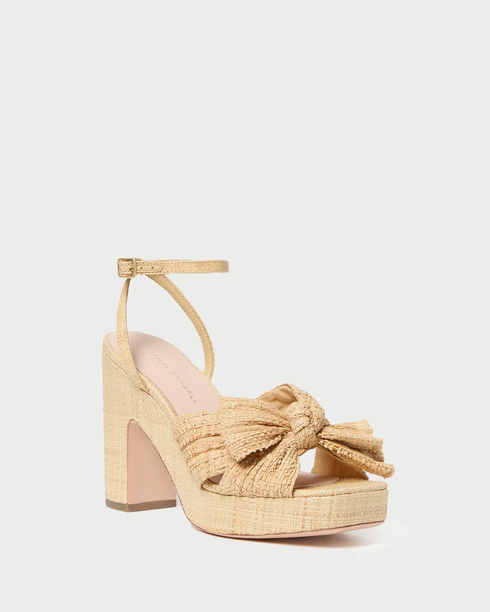 Loeffler Randall Lucia Natural Pleated Bow Platform