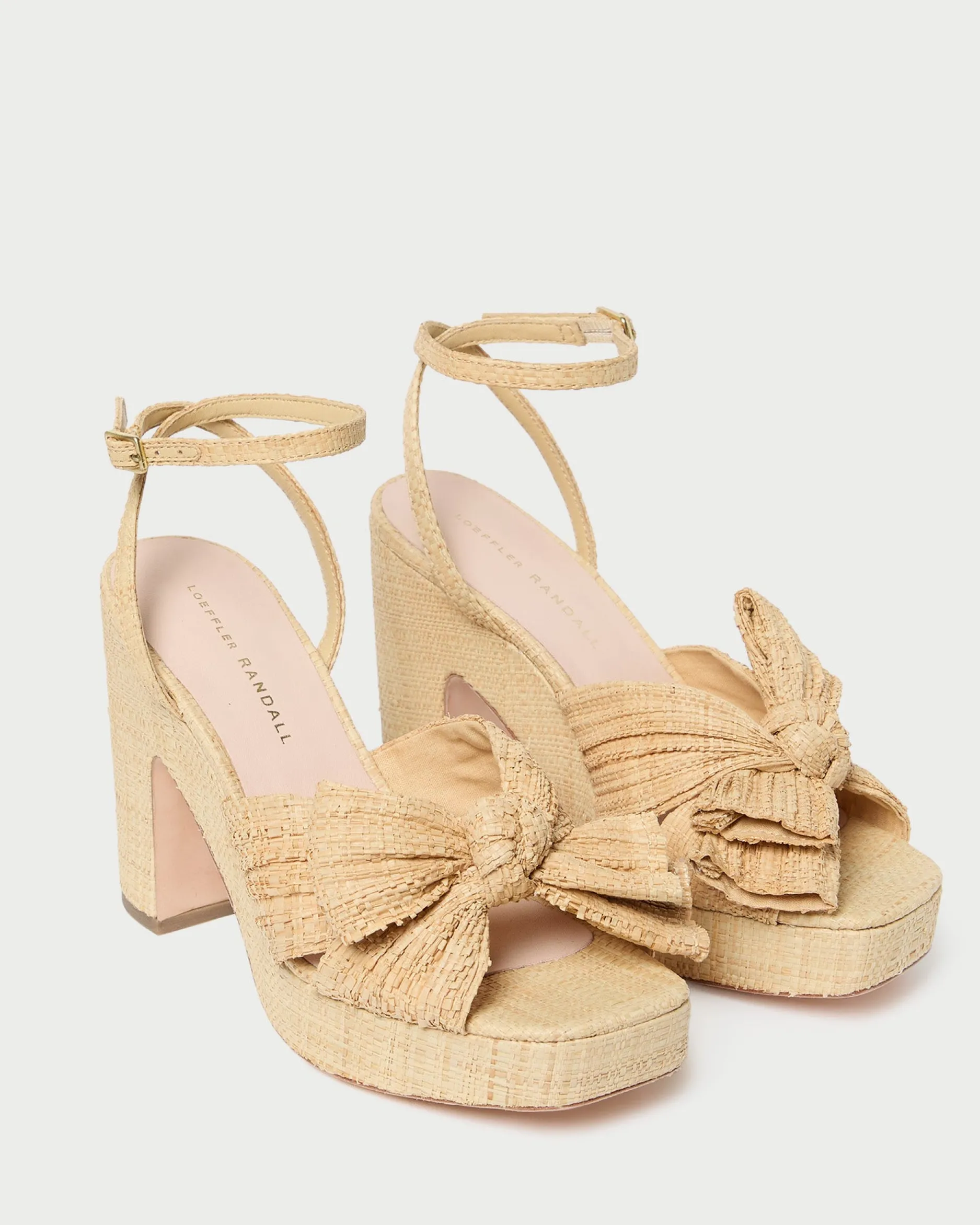Loeffler Randall Lucia Natural Pleated Bow Platform
