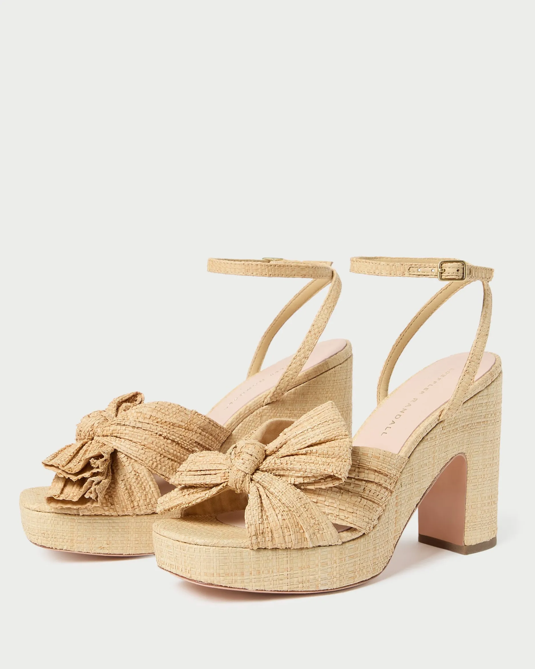 Loeffler Randall Lucia Natural Pleated Bow Platform